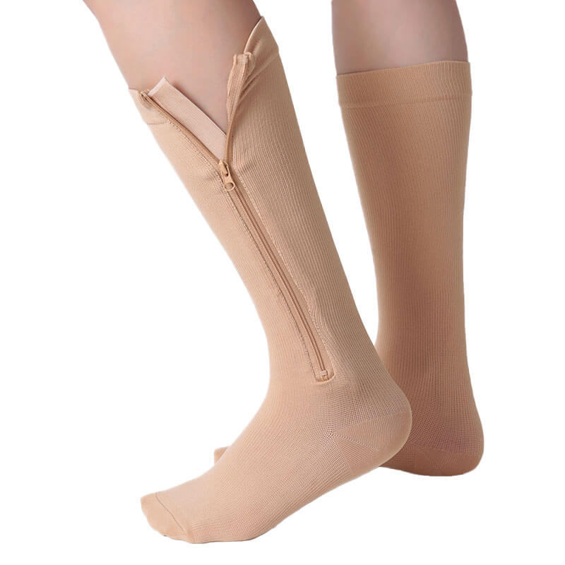 Knee High Closed Toe Compression Socks with Zipper-Compports