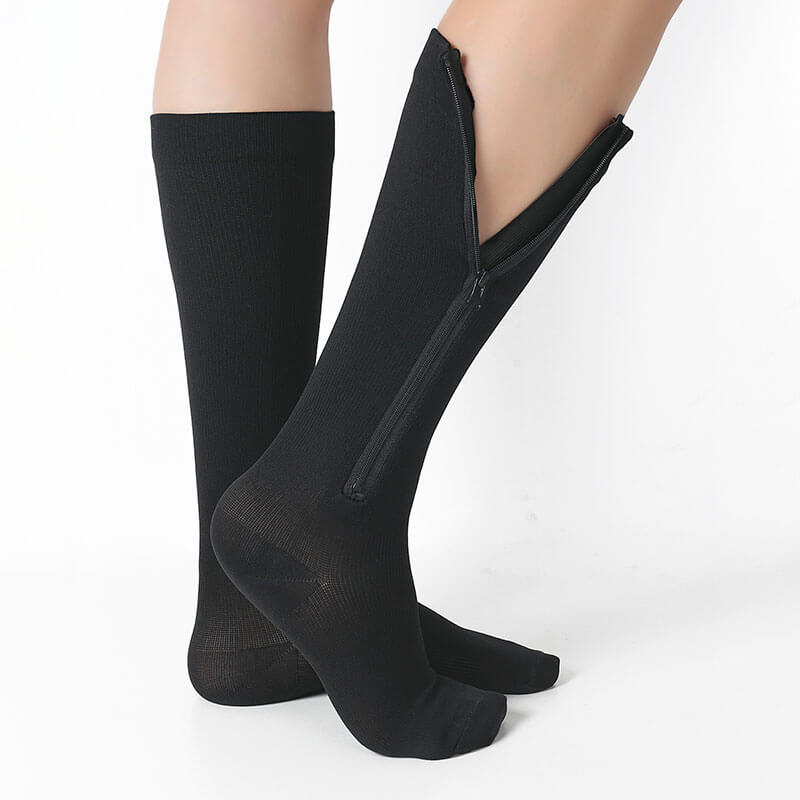 Knee High Closed Toe Compression Socks with Zipper-Compports